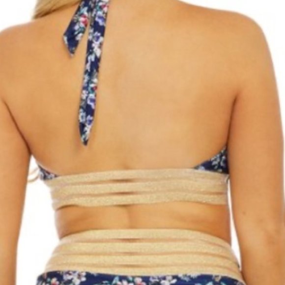 NWT Nicole Miller Floral Printed Halter Bikini Top - Picture 2 of 5